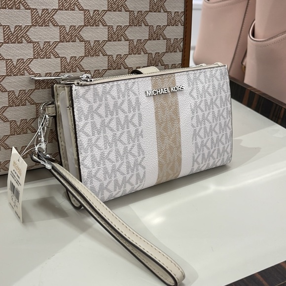 MICHAEL KORS LARGE DOUBLE ZIP WRISTLET wallet, clutch, - Picture 2 of 16